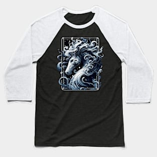 Monochromatic Outline Hippocampus Seahorse Baseball T-Shirt